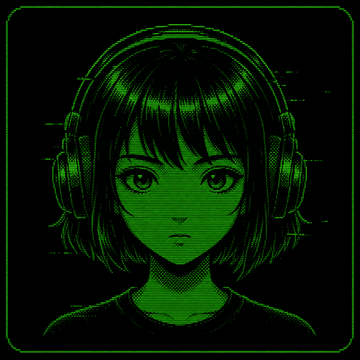 Hermes Familiar animated face — a green phosphor portrait blinking and smiling